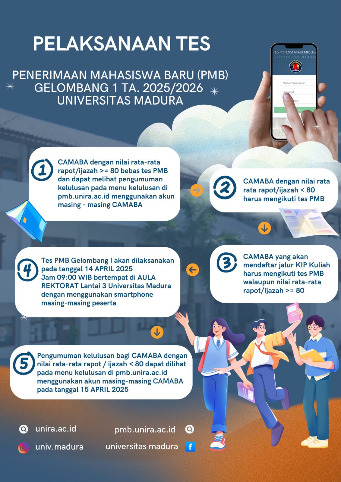 Jadwal Tes Seleksi PMB Tahun Akademik 2025/2026 Universitas Madura 